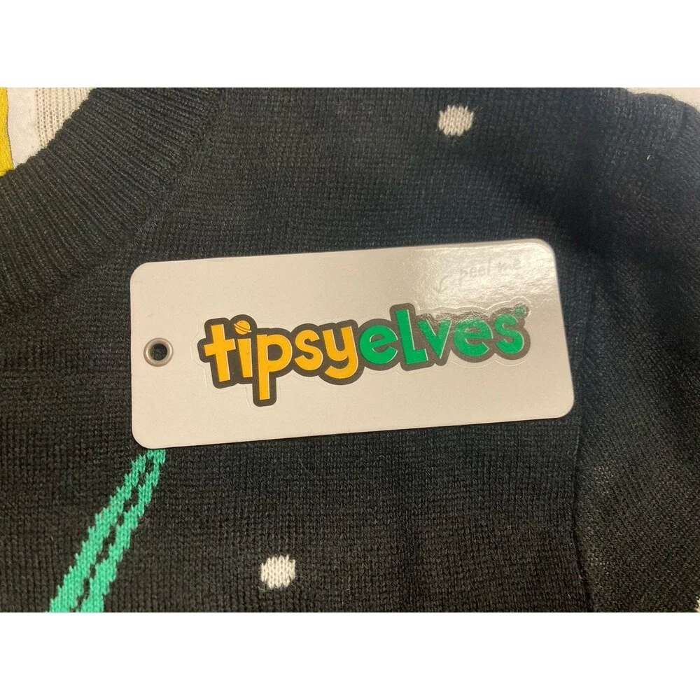 Tipsy Elves Santa Riding Unicorn Space Ugly Christmas Sweater Black Knit [Size]